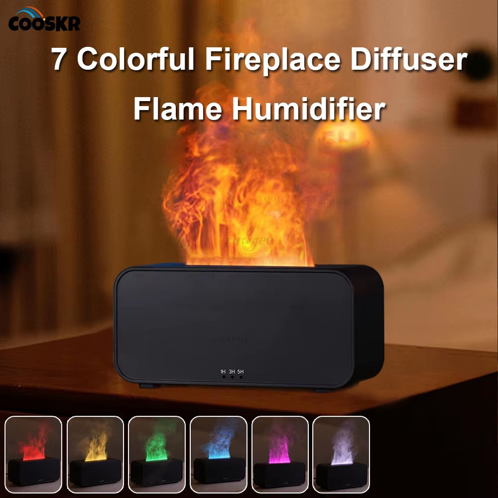 Aroma Diffuser Mini 7 Colorful Flame Air Humidifier Add Essential Oil Aromatherapy with Timing Setting for Home Bedroom Office